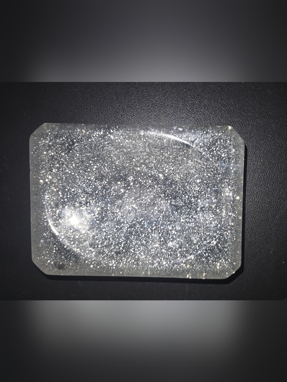 Clear Glitter Resin Soap Holder Tray - Sparkling Silver